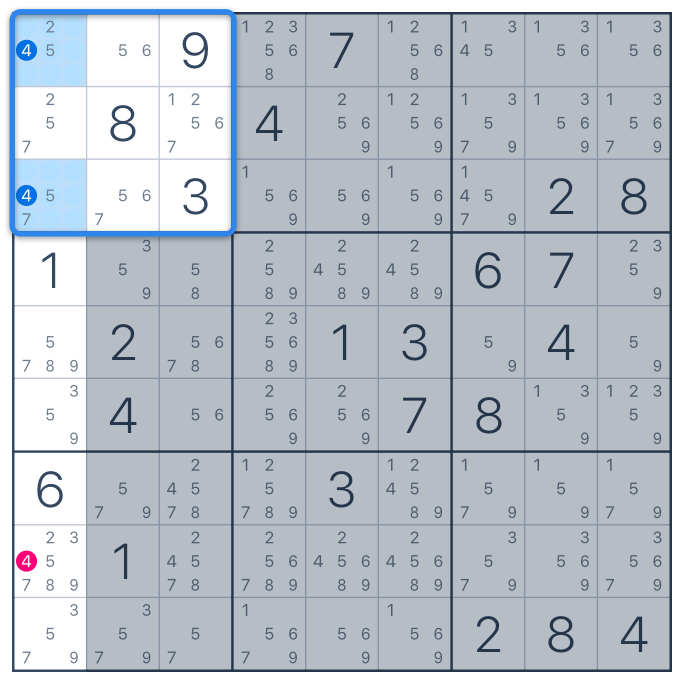 Pointing triples - Sudoku technique