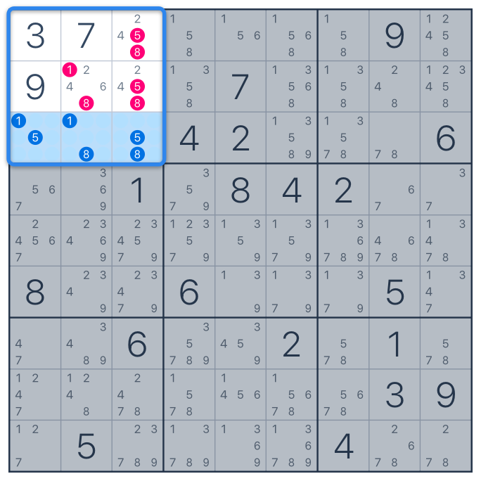 Pointing triples - Sudoku technique